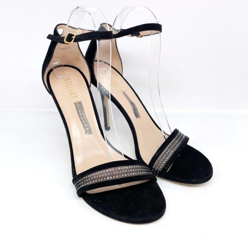 Stuart Weitzman Women's Black Adrianna Ankle‎ Strap High Heel Sandals Size 9.5